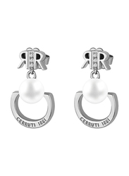 Cerruti 1881 Silver Pearl Earrings for Women with Pearl - Imitation Stone, Silver