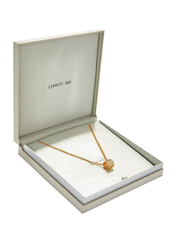 Cerruti 1881 Gold Plated Stainless Steel Triple Chain Necklace for Women with Diamond Stone Vertical Pendant, Gold