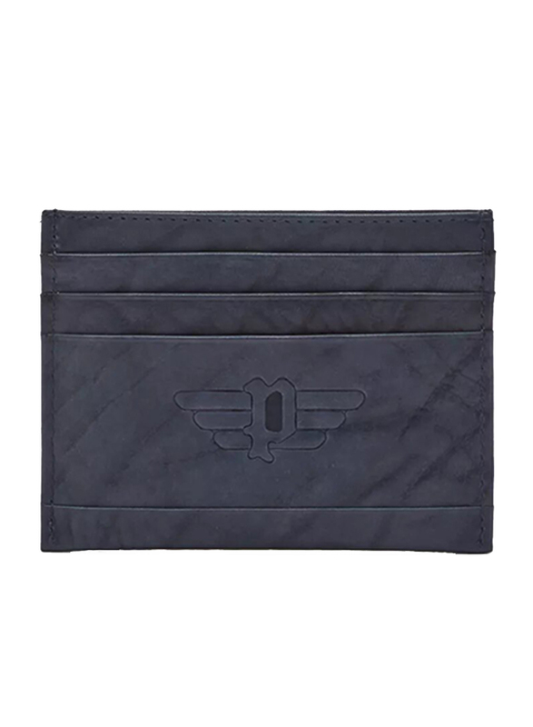 Police Droid Leather Card Case for Men, Blue