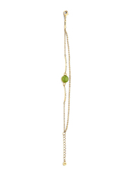 Cerruti 1881 Gold Plated Stainless Steel Chain Bracelet for Women with Opaque Green Stone, Gold