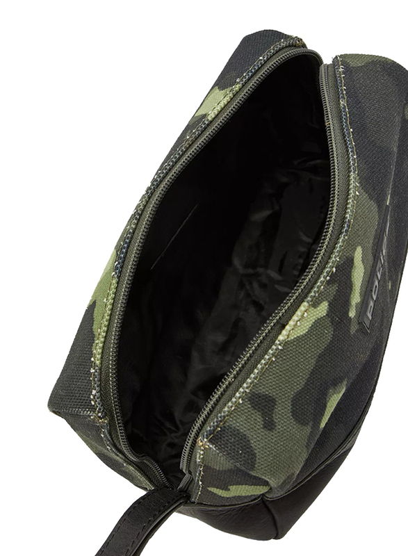 Police Tolerance Leather Toiletry Pouch for Men, Green Camouflage