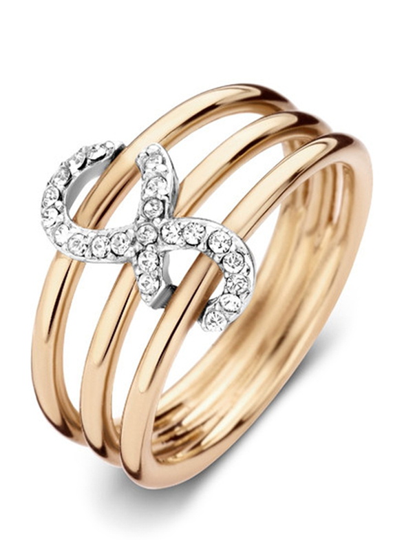 Cerruti 1881 Gold Plated Stainless Steel Stacking Ring for Women with Infinity Motif, Gold, EU 54