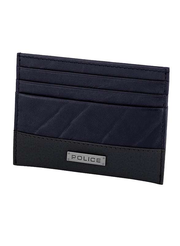 Police Tolerance Leather Card Case for Men, Blue