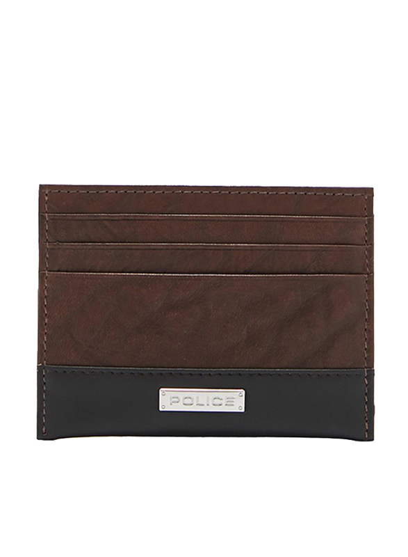 Police Tolerance Leather Card Case for Men, Brown