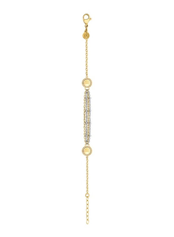 Cerruti 1881 Gold Plated Stainless Steel Layered Chain Bracelet for Women with Swarovski Stones, Silver/Gold