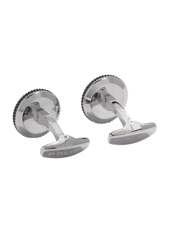 Police Ss20 Klevan Mens Cufflinks, Stainless Steel, Silver/Black