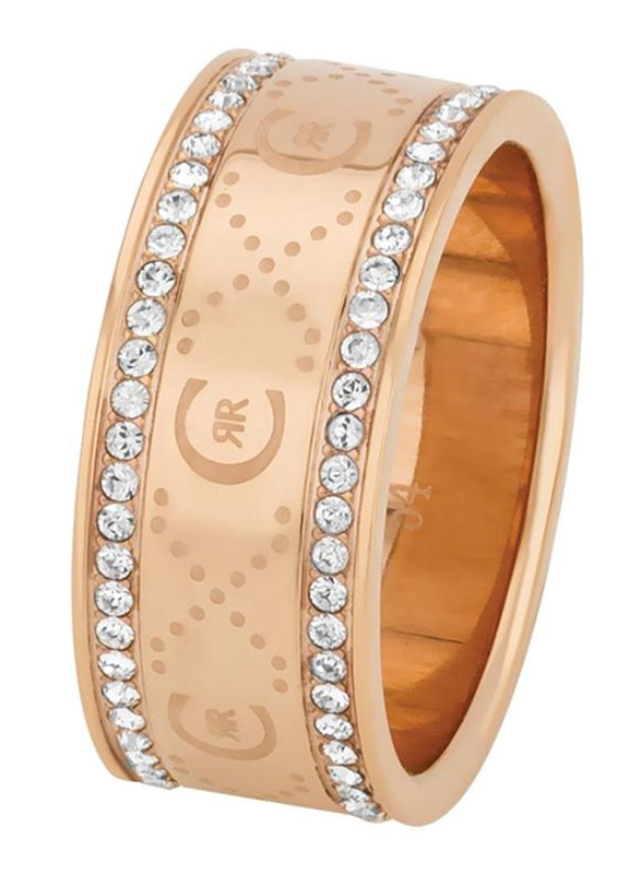 Cerruti 1881 Swarovski Stone Engagement Ring for Women, Rose Gold, EU 54