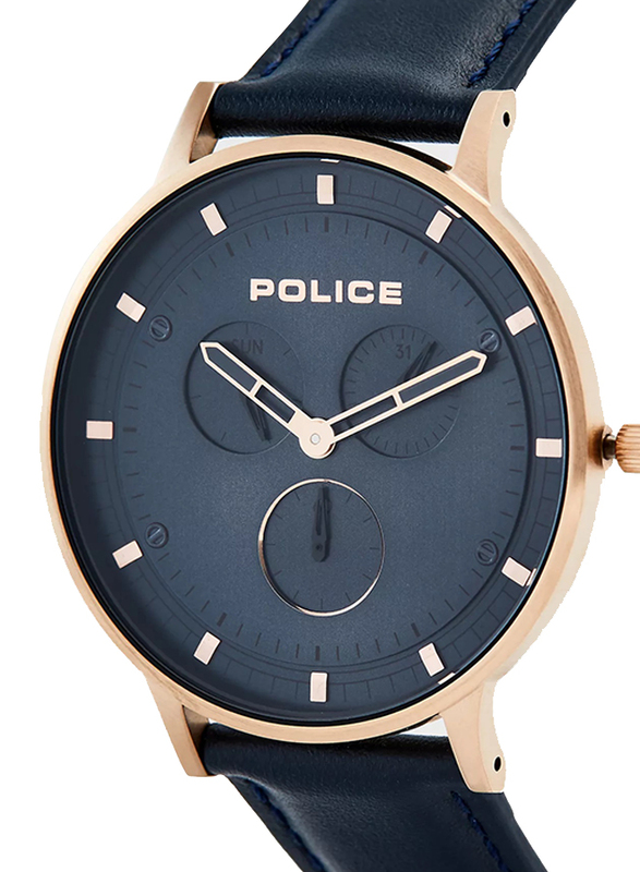 Police Berkeley Analog Watch for Men with Leather Band, Water Resistant and Chronograph, P 15968JSR-03, Black