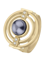 Escada Pearl Stone Fashion Ring for Women, Gold, EU 56