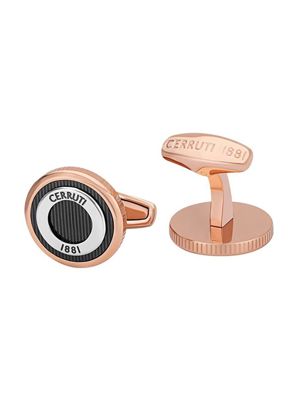 Cerruti 1881 Men's Cufflinks, Stainless Steel, with Brass Plate, Rose Gold/Black