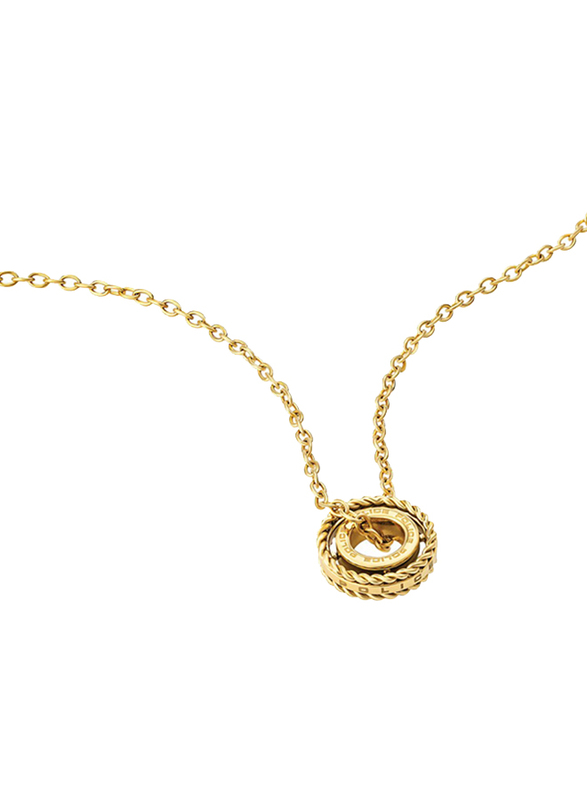 Police Trundle Stainless Steel Charm Necklace for Women, Gold