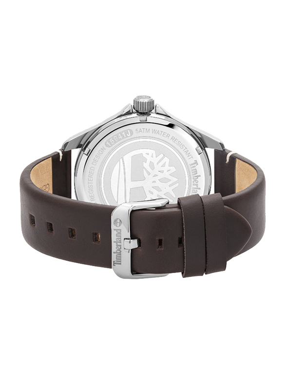 Timberland Swampscott Quartz Analog Watch for Men with Leather Band, Water Resistant, T TBL15941JYUK-53, Dark Brown-Khaki