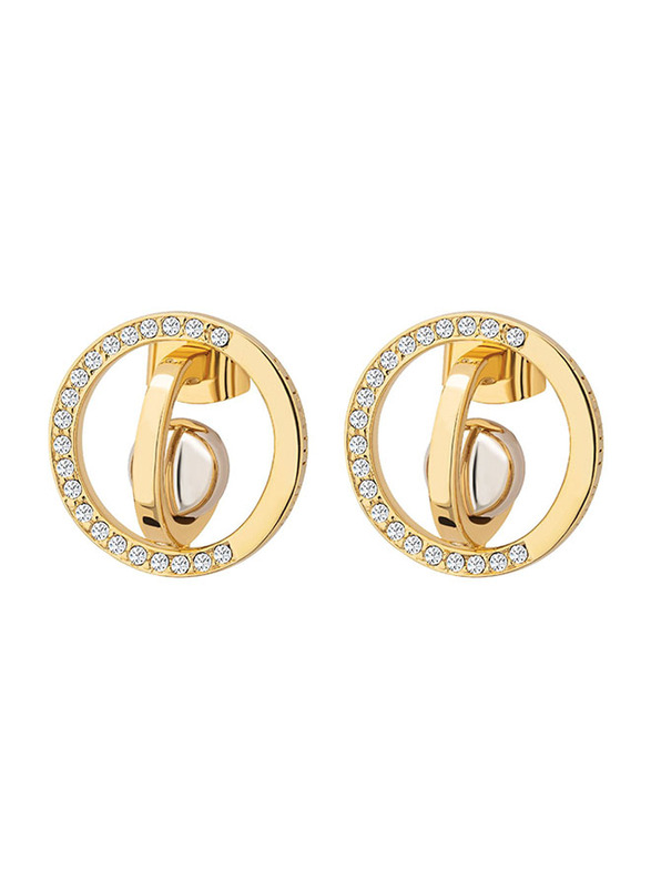 Cerruti 1881 Gold Plated Stainless Steel Stud Earrings for Women with Rhodium Beads, Gold