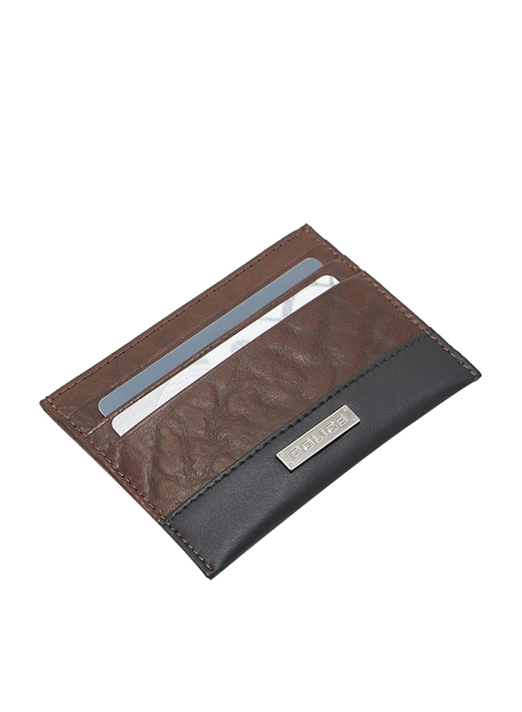Police Tolerance Leather Card Case for Men, Brown