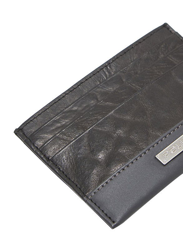 Police Tolerance Leather Card Case for Men, Black