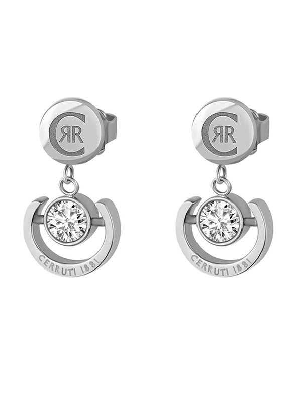 Cerruti 1881 Silver Drop & Dangle Earrings for Women with Diamond Stone, Silver