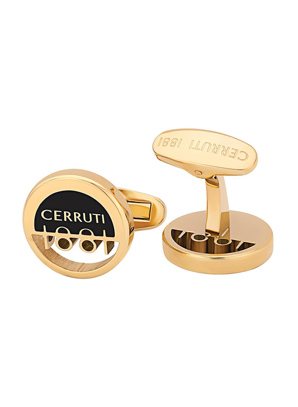 Cerruti 1881 Mens Cufflinks, Stainless Steel, with Cerruti 1881 Logo, Gold Plated/Black