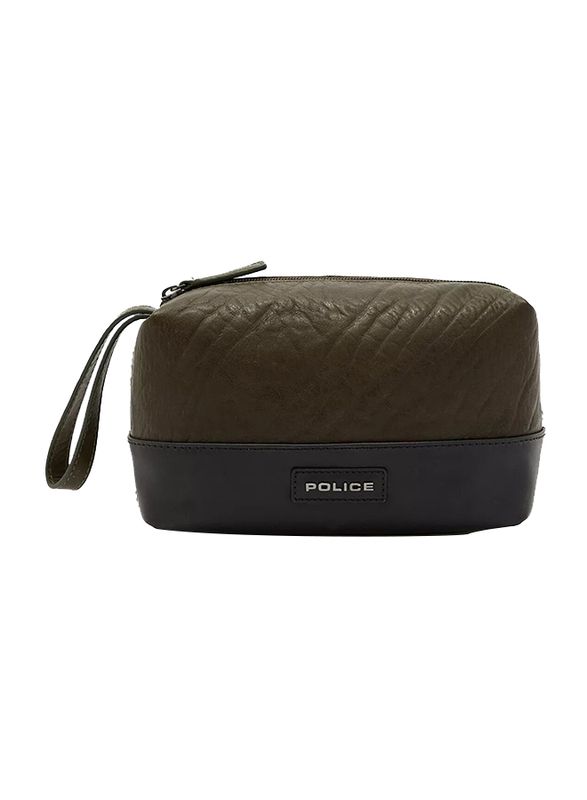 Police Tolerance Leather Toiletry Pouch for Men, Olive