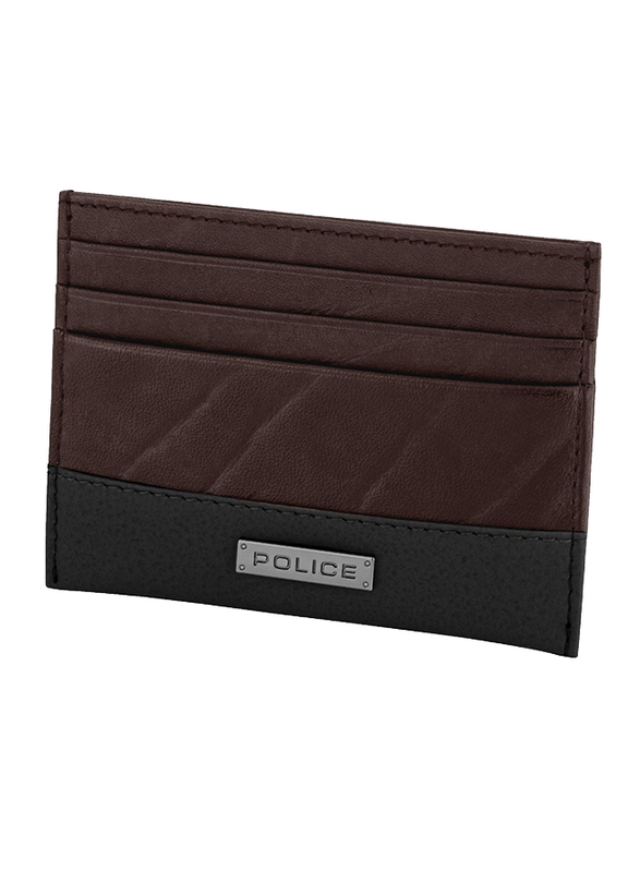 Police Tolerance Leather Card Case for Men, Brown