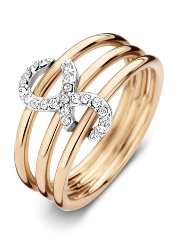 Cerruti 1881 Gold Plated Stainless Steel Stacking Ring for Women with Infinity Motif, Gold, EU 56