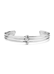 Cerruti 1881 Stainless Steel Bangle Bracelet for Women with Infinity Motif and Diamond Stone, Silver