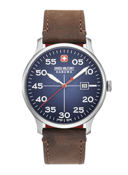 Swiss Military Hanowa Active Duty Analog Watch for Men with Leather Band, Water Resistant, W S6-4326.04.003, Dark Brown-Dark Blue