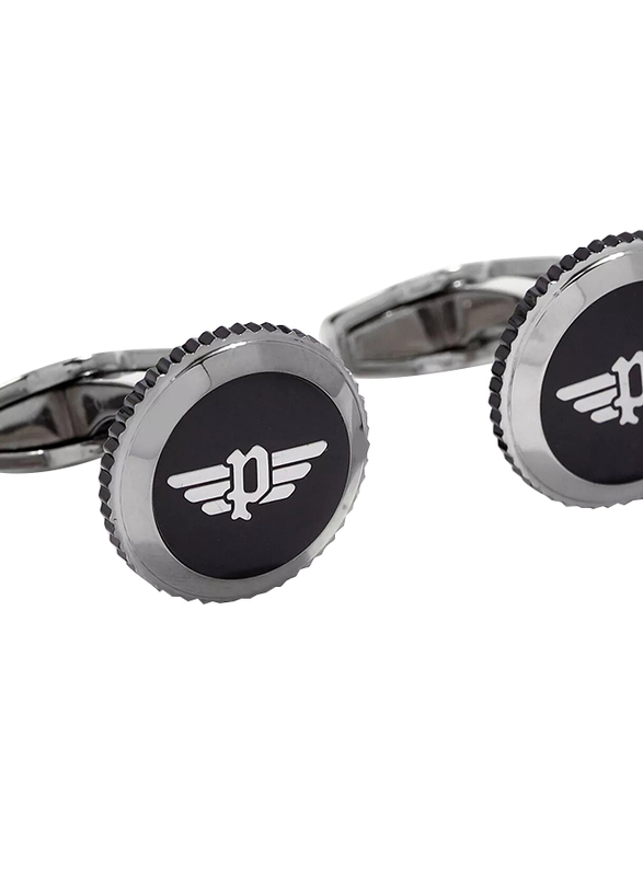 Police Ss20 Klevan Mens Cufflinks, Stainless Steel, Silver/Black