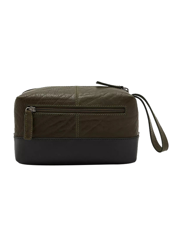 Police Tolerance Leather Toiletry Pouch for Men, Olive