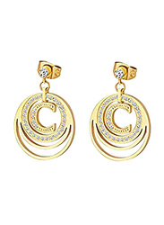 Cerruti 1881 Gold Plated Drop & Dangle Earrings for Women with Diamond Stone, Gold