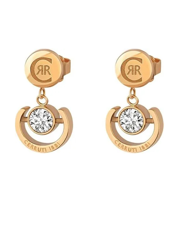 Cerruti 1881 Rose Gold Drop & Dangle Earrings for Women with Diamond Stone, Rose Gold