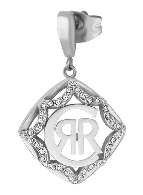 Cerruti 1881 Silver Drop & Dangle Earrings for Women with Diamond Stone, Silver