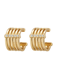 Cerruti 1881 Gold Plated Stainless Steel Hoop Earrings for Women with Diamond Stones, Gold