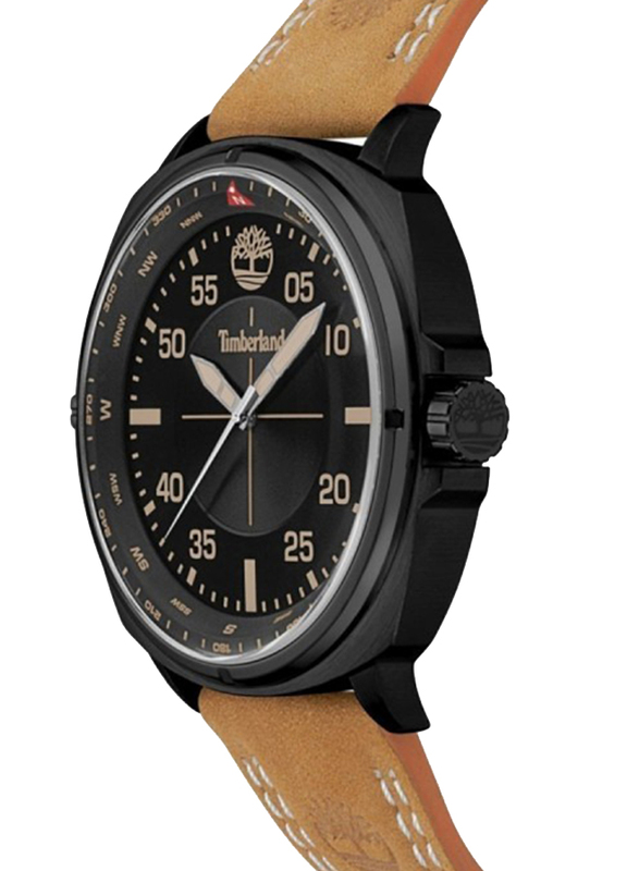 Timberland Williston Quartz Analog Watch for Men with Leather Band, Water Resistant, T TBL15516JSB-02, Tan-Black
