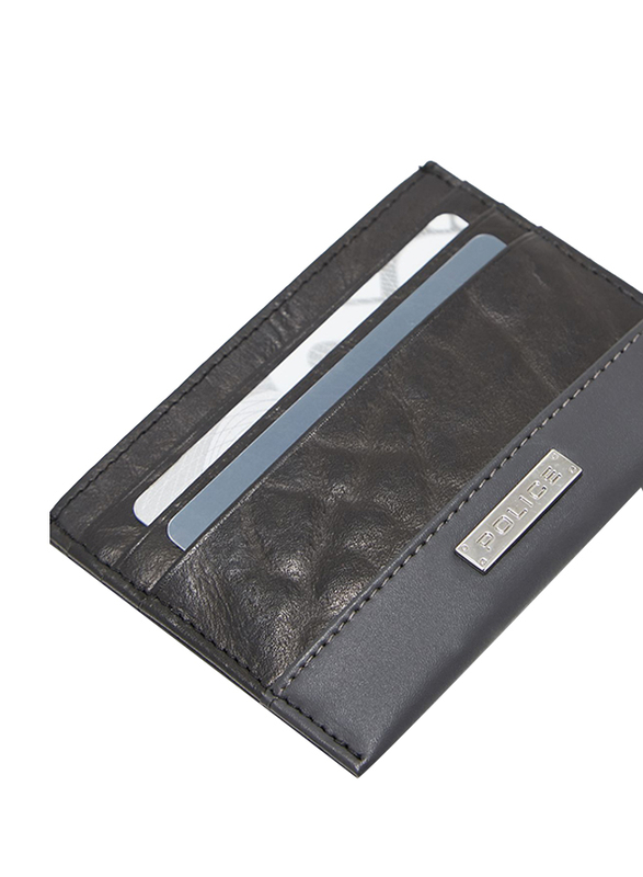 Police Tolerance Leather Card Case for Men, Black