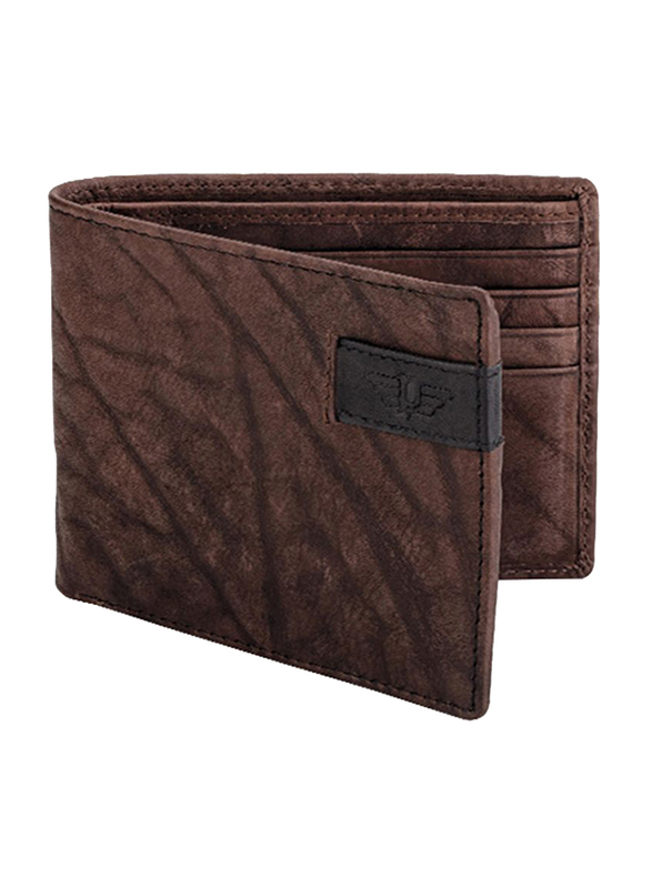 Police Chack Leather Bi-Fold Small Wallet for Men, PA40044WLBR-S, Brown