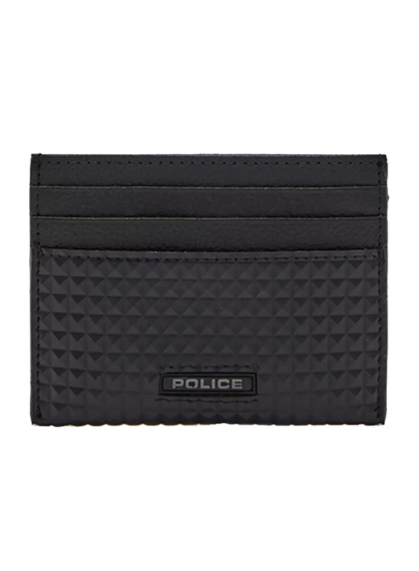 Police Pyramid Leather Smart Wallet for Men, Black