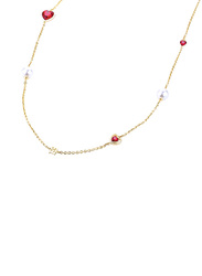 Escada Stainless Steel Charm Necklace with Swarovski Stone for Women, Gold