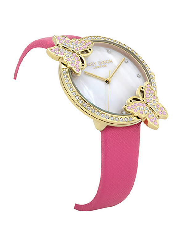 Daisy Dixon Kendall #27 Analog Watch for Women with Leather Band, Water Resistant, D DD162PG, Pink-White