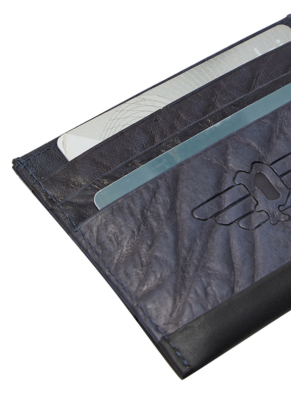 Police Tolerance Leather Card Case for Men, Blue