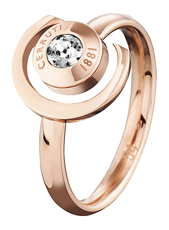 Cerruti 1881 Zircon Stone Stacking Ring for Women, Rose Gold, EU 54