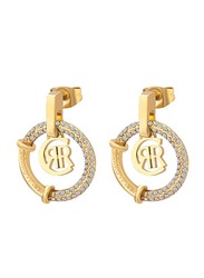Cerruti 1881 Gold Plated Drop & Dangle Earrings for Women with Diamond Stone, Gold
