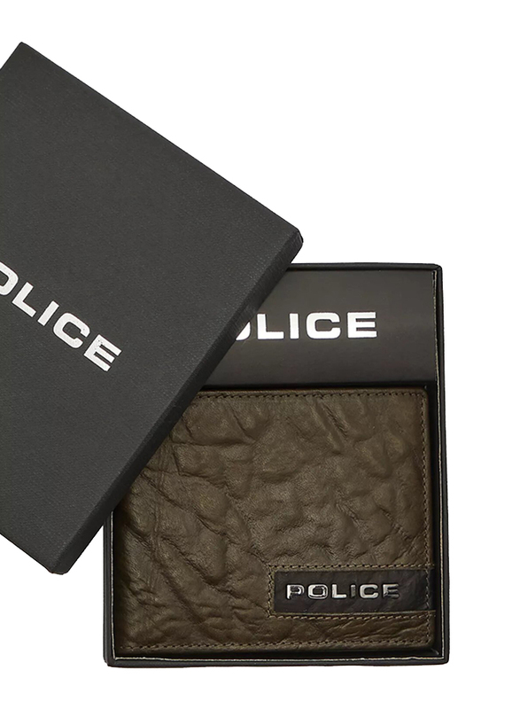Police Droid Leather Bi-Fold Wallet for Men, Green