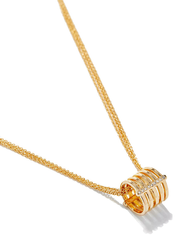 Cerruti 1881 Gold Plated Stainless Steel Triple Chain Necklace for Women with Diamond Stone Vertical Pendant, Gold