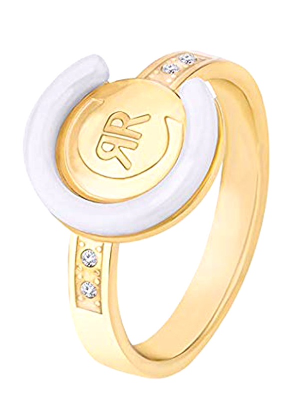 Cerruti 1881 Stacking Ring for Women, Gold & White, EU 54