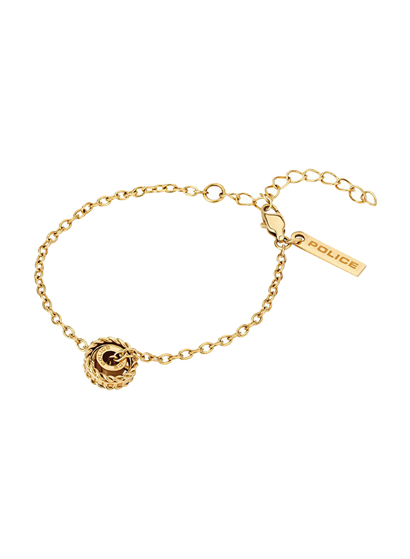 Police Trundle Stainless Steel Charm Necklace for Women, Gold