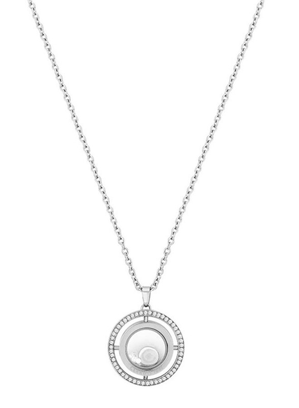 Cerruti 1881 Stainless Steel Pendant Necklace with Zircon Stone for Women, Silver