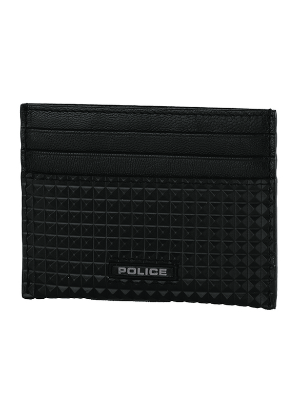 Police Pyramid Leather Smart Wallet for Men, Black