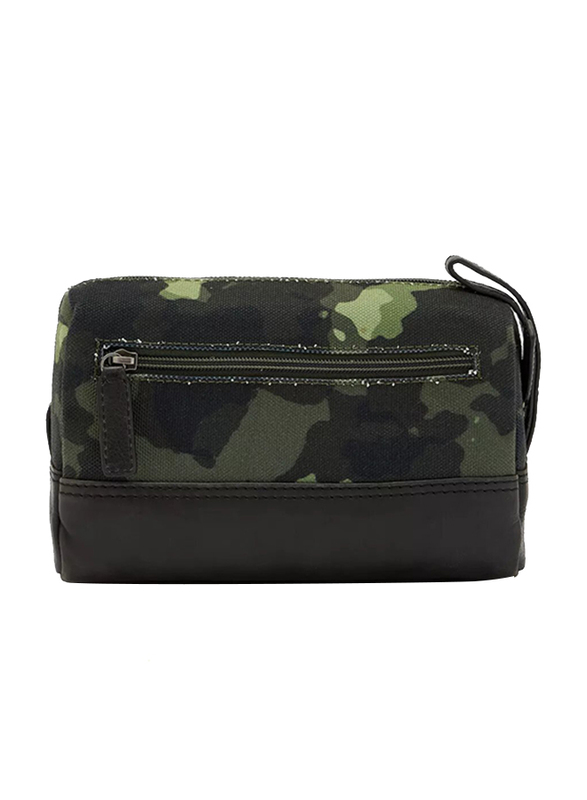 Police Tolerance Leather Toiletry Pouch for Men, Green Camouflage