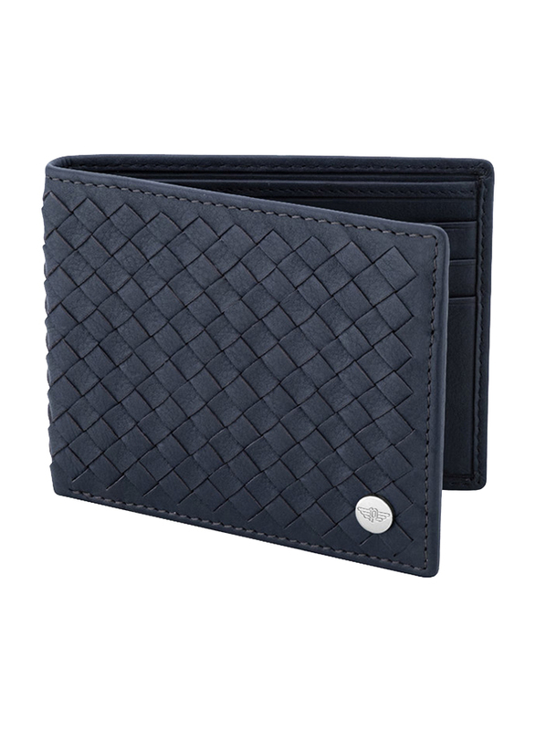 Police Weaved Leather Bi-Fold Wallet for Men, PA40112WL, Blue