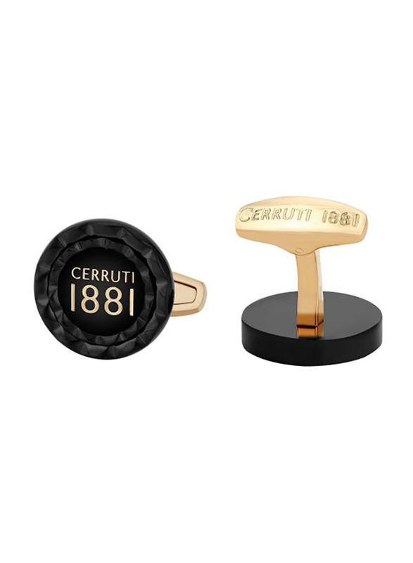 Cerruti 1881 Men's Cufflinks, Stainless Steel, Gold Plated, C CRJ C052003, Black/Gold